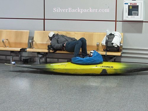 airport sleeping with kayak