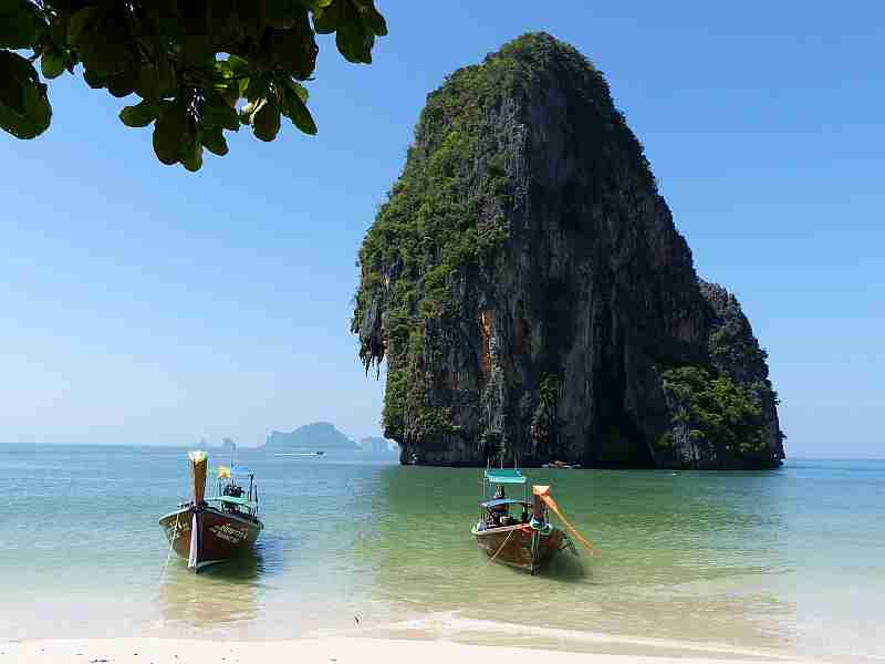 boats beached near Krabi, Thailand