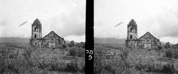 Old Daraga townsite, Albay. May 14 1934. Buried church. Glimpse of Mayon Volcano thru clouds. 9 125 F. Verichrome 6 x 13.