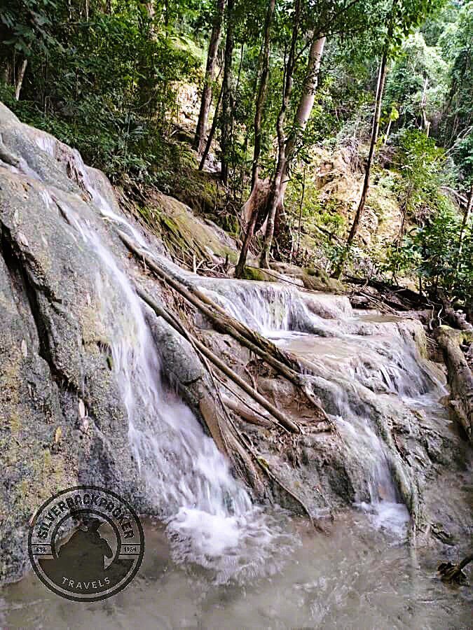 Fallen branches becoming part of the travertine landscape of Kaparkan Falls