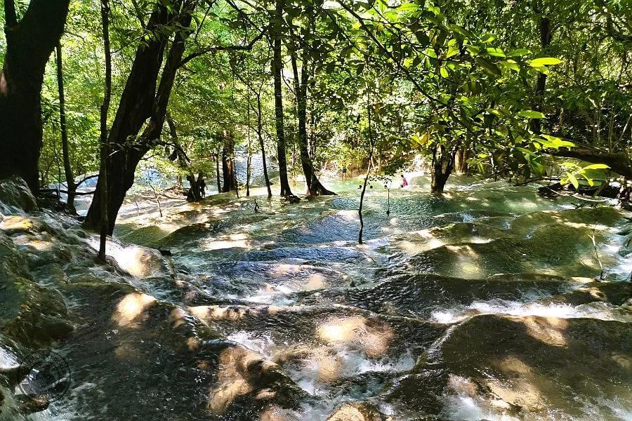 terraced limestone pools of kaparkan falls. example of travertine falls