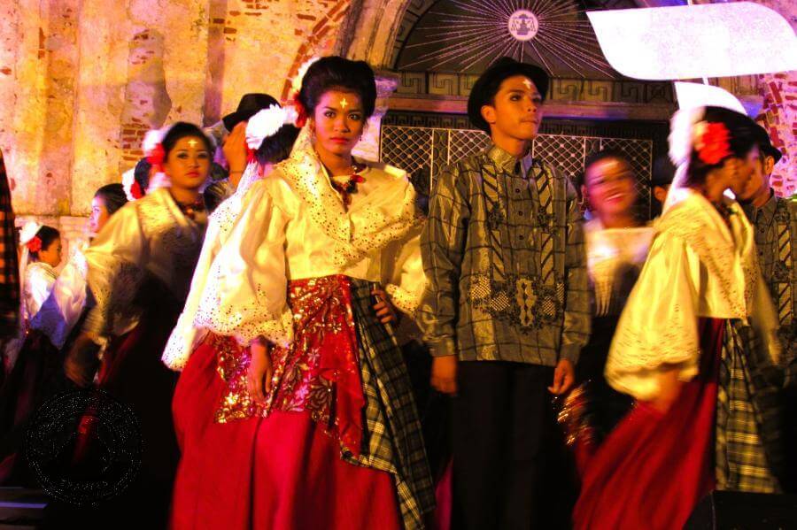 Outside Paoay Church cultural show performers