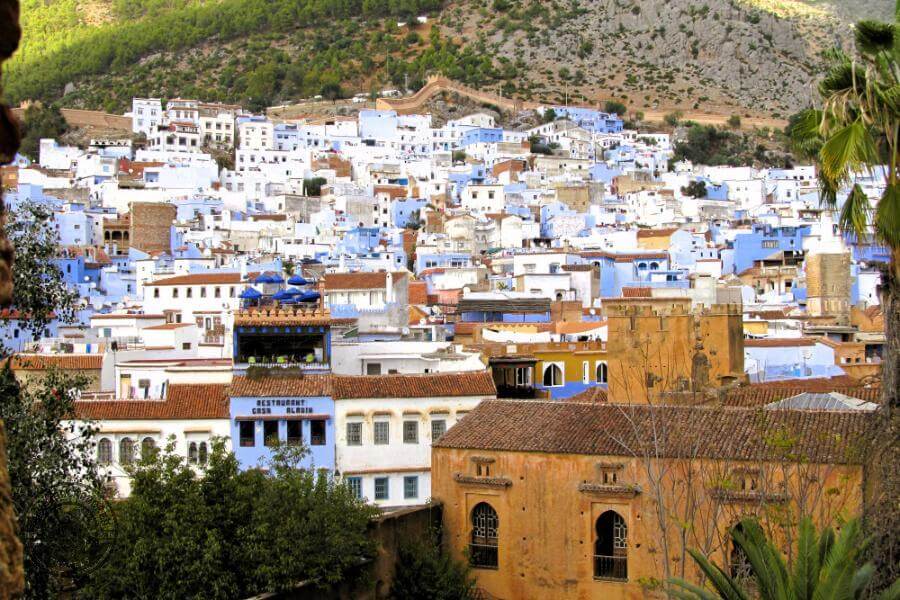 view from the kasbah over chefchaouen. what to do in chefchaouen - visit the kasbah