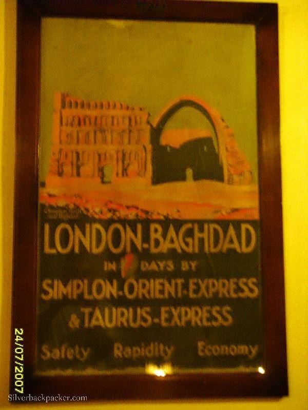 London to Baghdad poster in the Baron Hotel