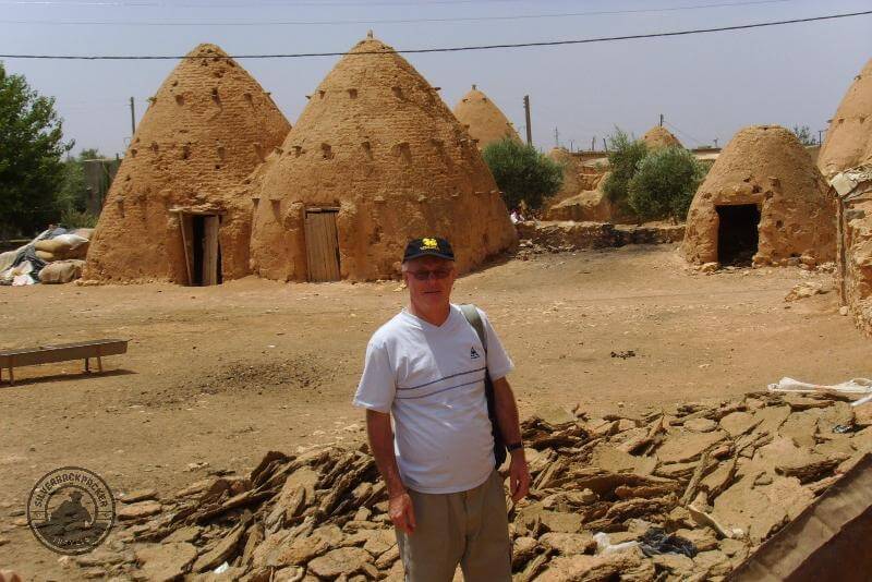 silverbackpacker visiting the beehive houses sarouj, syria