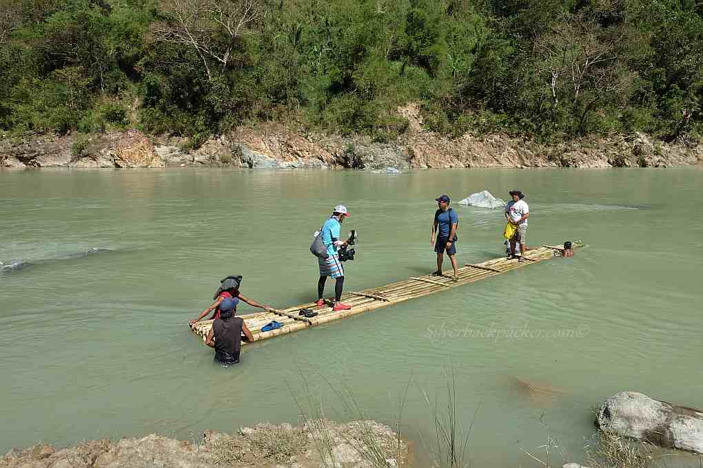 Crossing Binongan river by bamboo raft, bihaye ni drew, piwek rock formations Crossing Binongan river by bamboo raft, bihaye ni drew, piwek rock formations